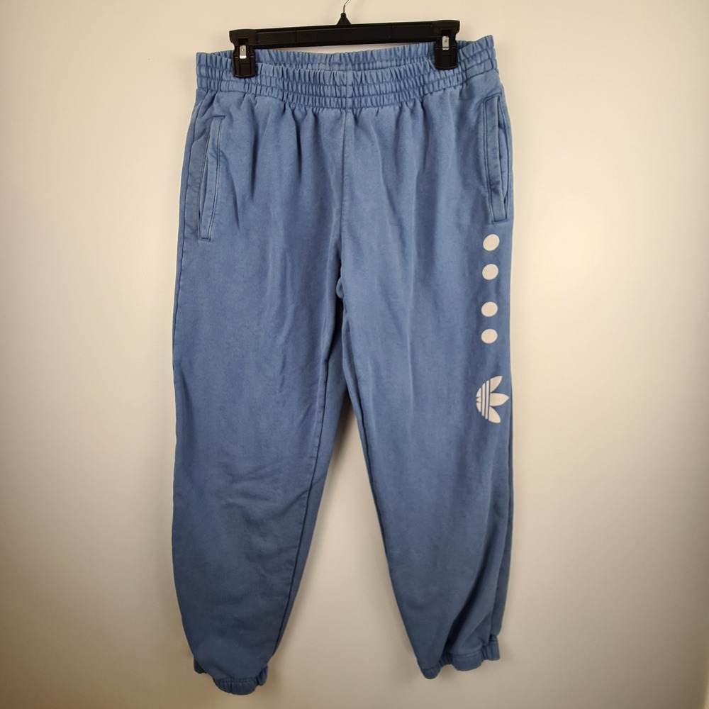 Adidas Originals Mens Altered Blue Trefoil Graphic Sweatpants L Heavy Cotton